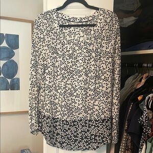 Boden Navy and White Long Sleeve Blouse